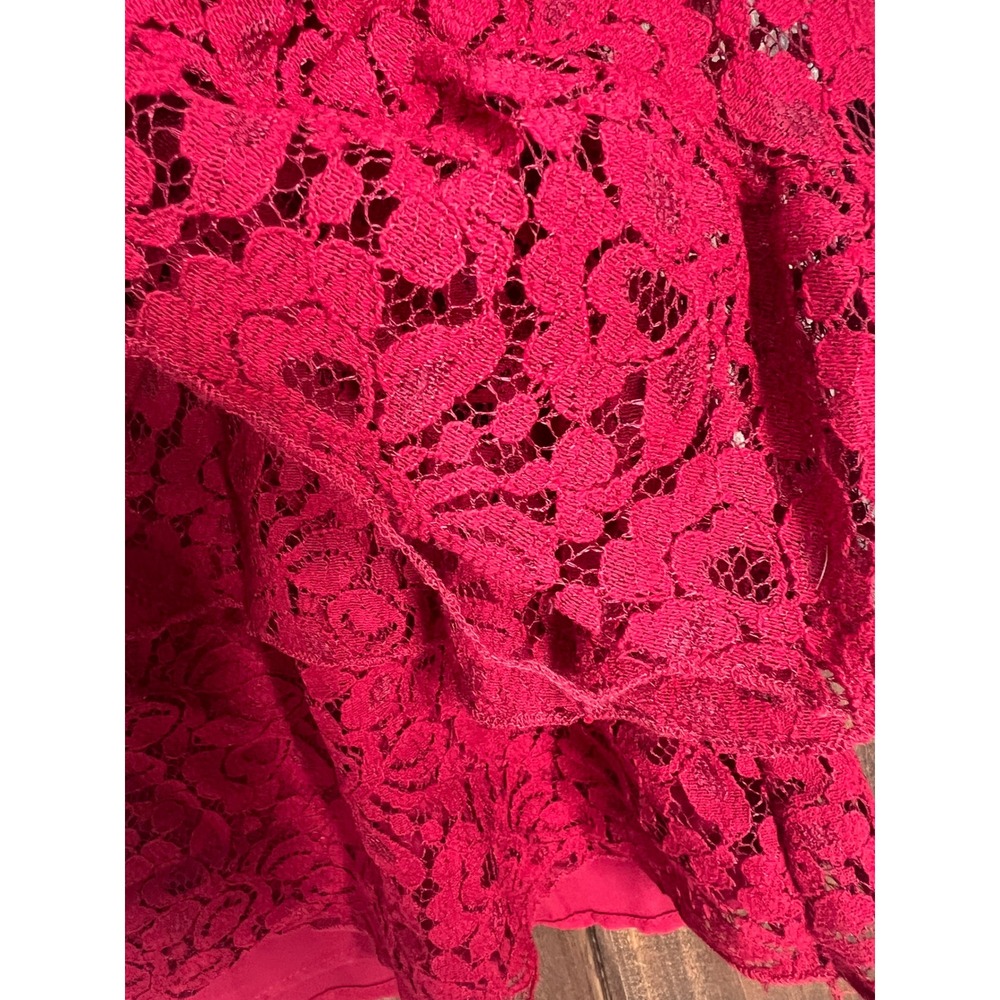 Forgotten‎ Grace Red Floral Lace Peasant Top Bell Sleeve Off Shoulder Large - Picture 11 of 15